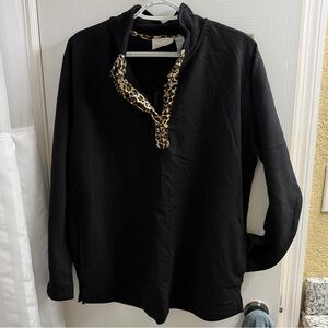 Black Vic & Lou sweatshirt with Leopard Print Accent
